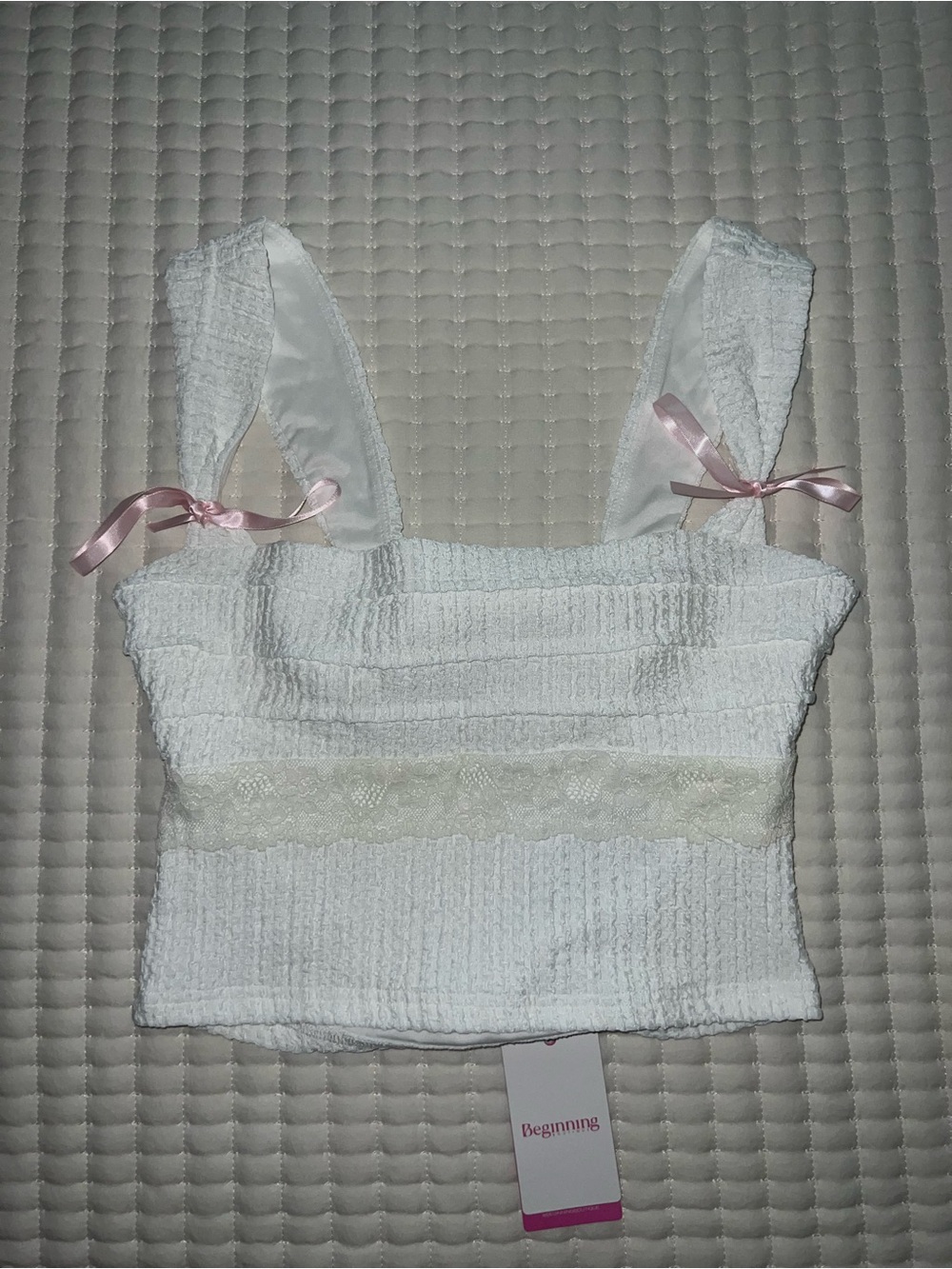 Beginning Boutique Vida White Bow Top